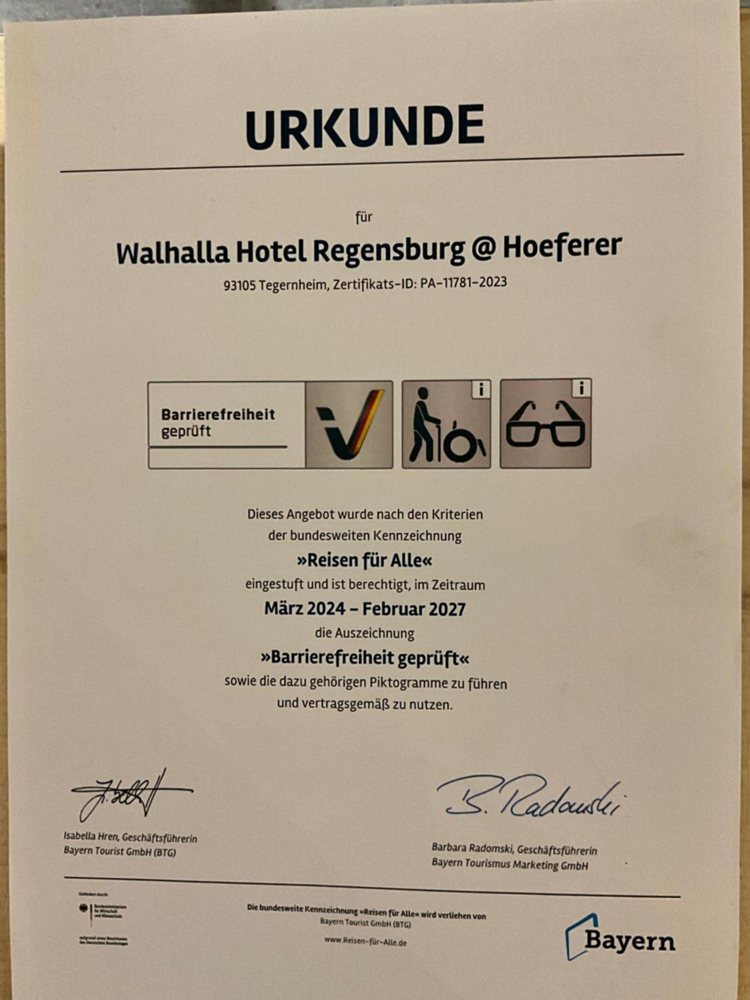 Walhalla Hotel Regensburg Hoeferer 4 Sterne Superior Tegernheim Εξωτερικό φωτογραφία